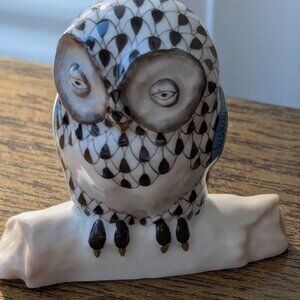 Blue Herend owl on branch